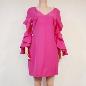 BELLE Badgley Mischka Bell Sleeve Andrea Dress Magenta Size 10